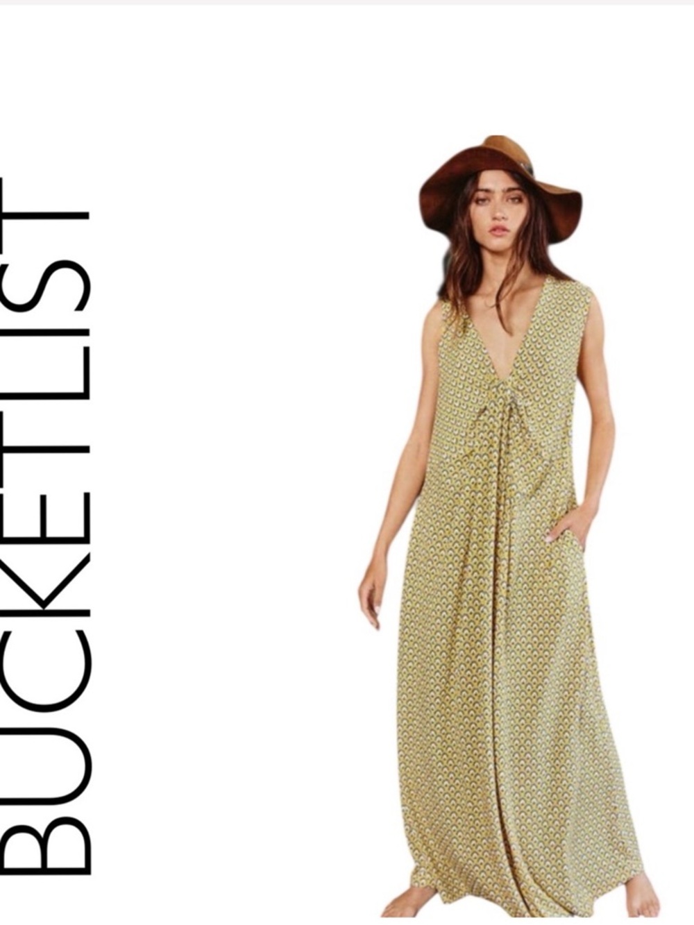 Bucketlist Yellow Patterned Wide Leg Jumpsuit ⭐️NWOT⭐️